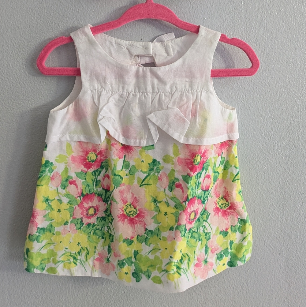Janie and Jack Floral Ruffle Top - Pink, Yellow, Green
